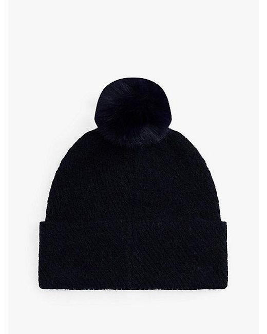 Tommy Hilfiger Chic Beanie Met Pompon En Wol in het Blue