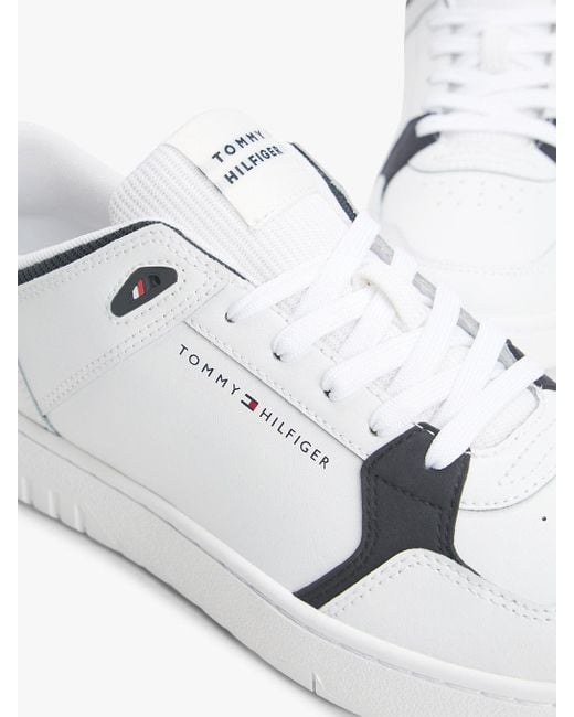 Sneakers Stile Basket Con Mix Di Texture E Pelle di Tommy Hilfiger in White da Uomo