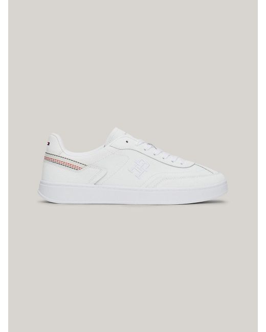 Tommy Hilfiger White Heritage Global Stripe Topstitch Trainers