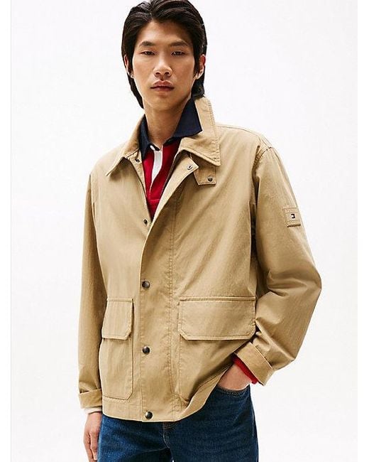 Tommy Hilfiger Wasserabweisende Jacke Mit Cord-Kragen in Natural für Herren