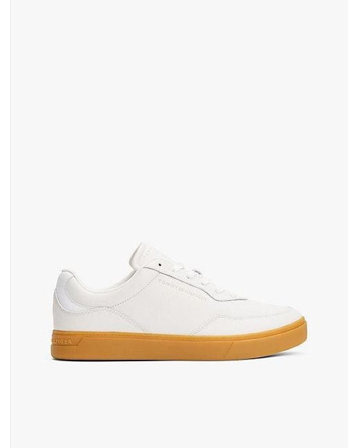 Tommy Hilfiger Leren Sneaker Met Cupsole En Logo in het White