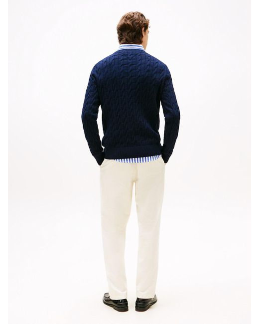 Pull Torsadé À Col Ras-Du-Cou Tommy Hilfiger pour homme en coloris Blue