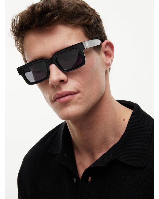 Tommy Hilfiger White Logo Rectangular Sunglasses for men