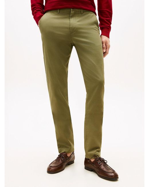 Tommy Hilfiger Green 1985 Bleecker Slim Twill Chinos for men