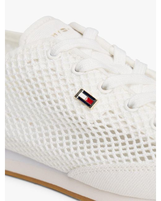 Baskets En Maille Ajourée À Drapeau En Émail Tommy Hilfiger en coloris White