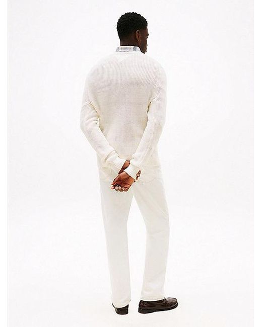 Tommy Hilfiger Smart-Casual Relaxed Fit Trui Met V-Hals in het White voor heren