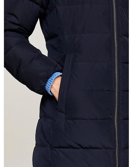 Abrigo de plumón con capucha semibrillante Tommy Hilfiger de color Blue