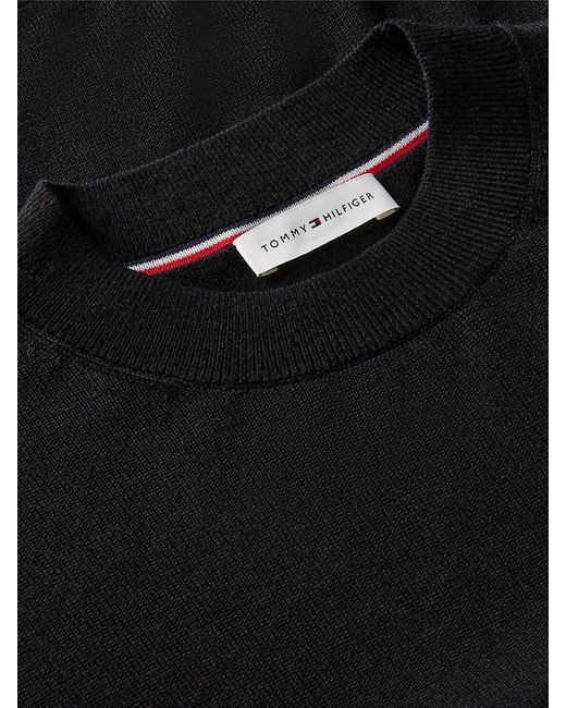 Tommy Hilfiger Black Tipped Short Sleeve Jumper With Silk