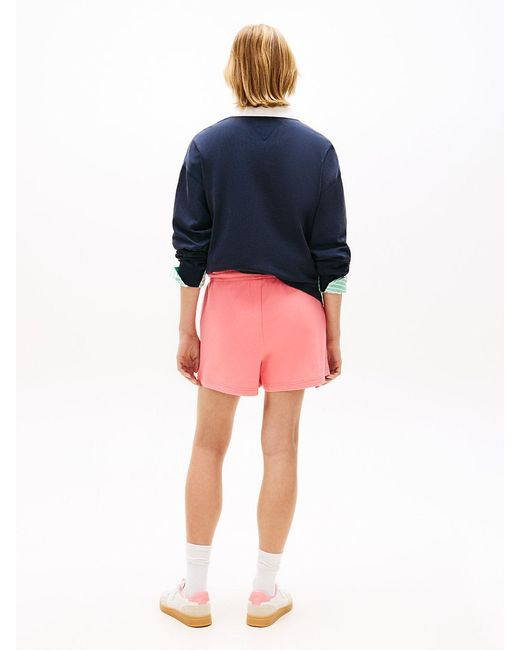 Tommy Hilfiger Red Logo Sueded Terry Relaxed Sweat Shorts