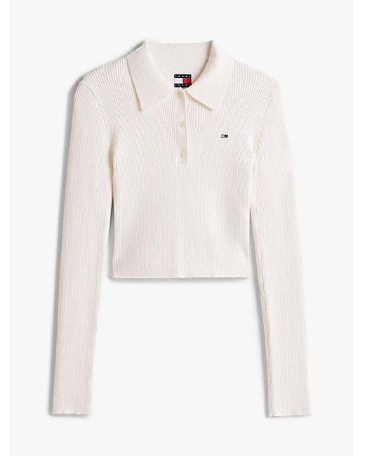 Jersey Con Cuello De Polo Y Corte Slim Tommy Hilfiger de color White