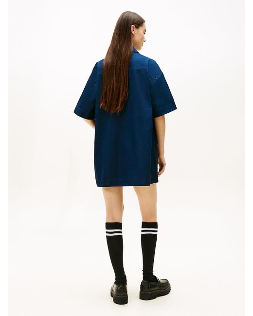 Tommy Hilfiger Blue Patch Pocket Mini Loose Shirt Dress