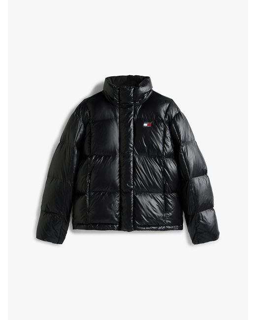 Tommy Hilfiger Black Shiny Quilted Down Alaska Puffer Jacket