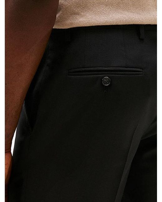 Tommy Hilfiger Pantalon Van Puur Wollen Twill Met Persvouwen in het Black voor heren