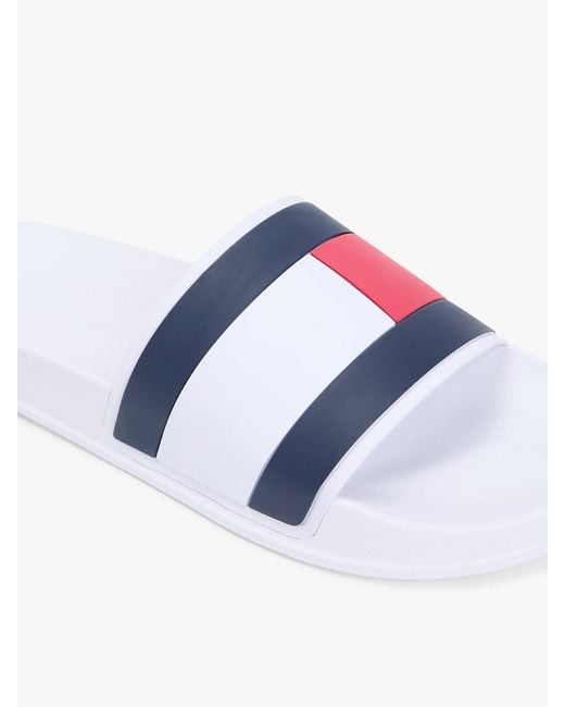Tommy Hilfiger White Flag Strap Pool Slides for men