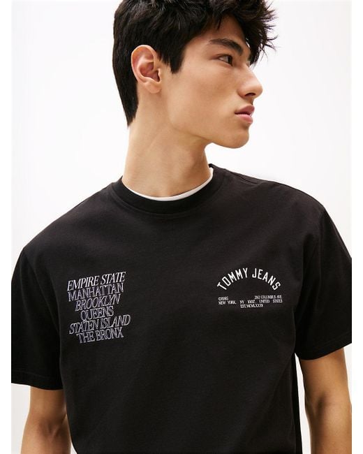 Tommy Hilfiger Black Short Sleeve Cotton Graphic T-shirts With Printed Letters Design for men