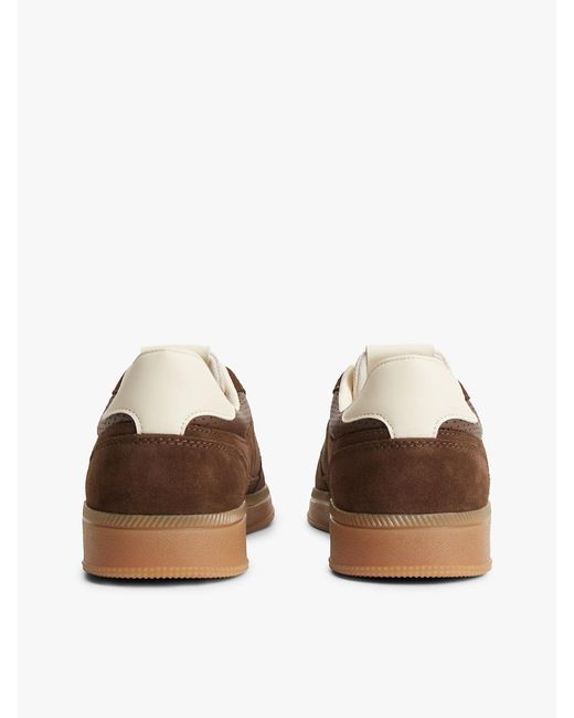 Tommy Hilfiger Brown The Greenwich Metallic Logo Suede Trainers for men