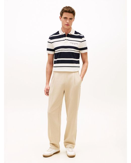 Tommy Hilfiger Natural Intechno Knit Flag Embroidery Joggers for men