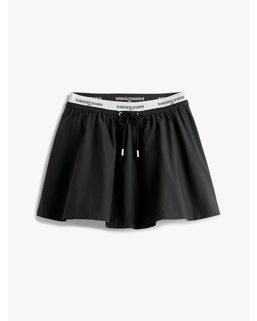 Tommy Hilfiger Blue Repeat Logo Tape Poplin Mini Skirt