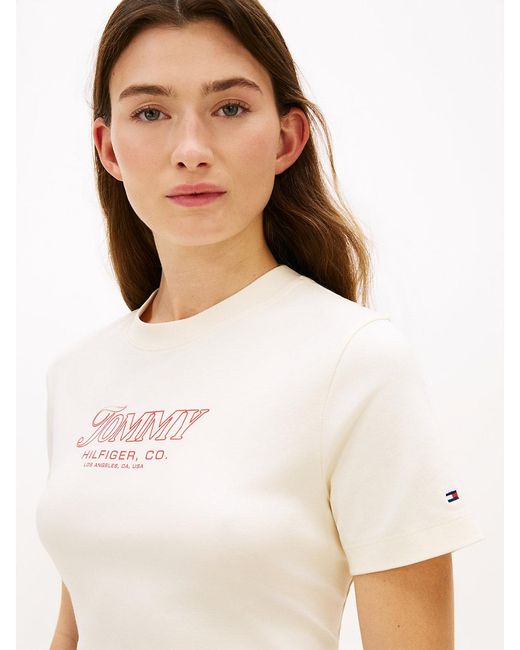 Tommy Hilfiger White Logo Interlock Knit T-Shirt