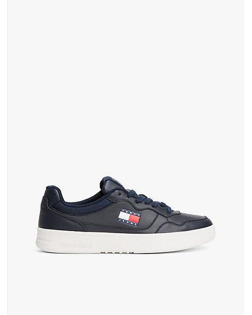 Zapatillas De Piel Con Logo En Relieve Tommy Hilfiger de hombre de color Blue