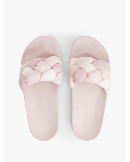 Tommy Hilfiger Pink Embossed Braided Strap Slides