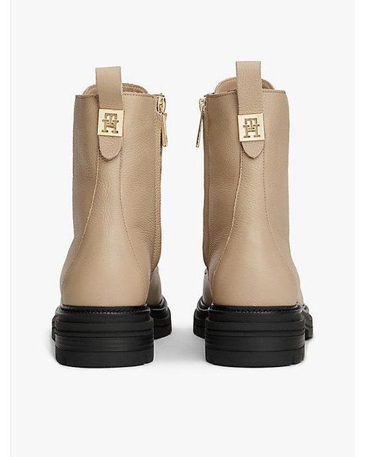 Tommy Hilfiger Chunky Laars Van Gegranuleerd Leer in het Natural