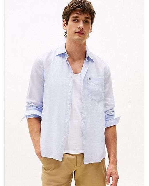 Tommy Hilfiger Regular Fit Hemd Aus Reinem Leinen in White für Herren