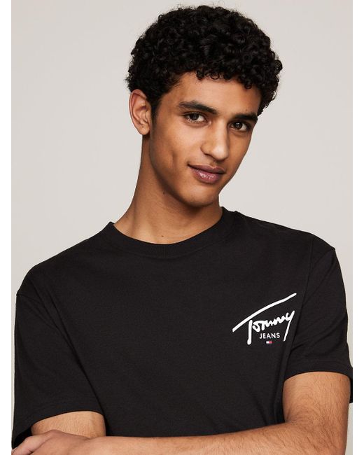 Tommy Hilfiger Black Signature Logo Crew Neck T-shirt for men