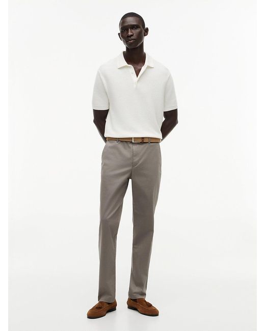 Tommy Hilfiger Gray Denton Slim Straight Textured Chinos for men