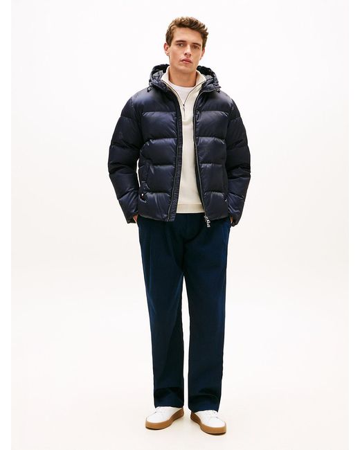 Tommy Hilfiger Blue Th Crest Print Down Puffer Jacket for men