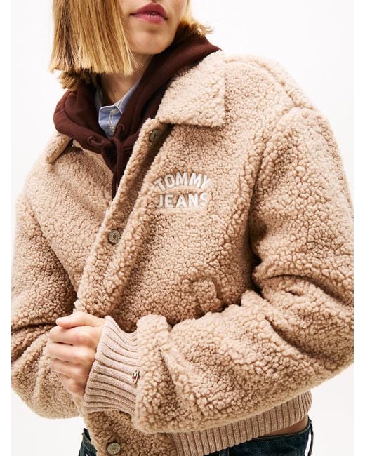 Bomber Universitaire En Polaire À Logo Au Dos Tommy Hilfiger en coloris Natural