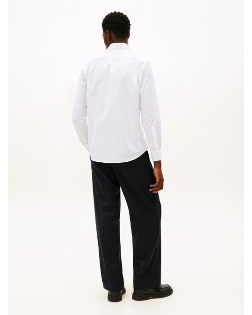 Tommy Hilfiger White Smart Casual Regular Fit Tuxedo Shirt for men
