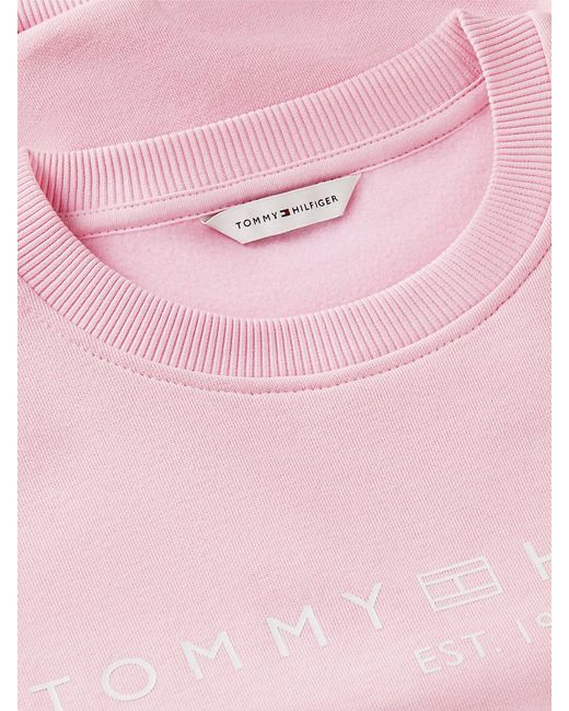 Tommy Hilfiger Pink Logo Relaxed Fleece Sweatshirt