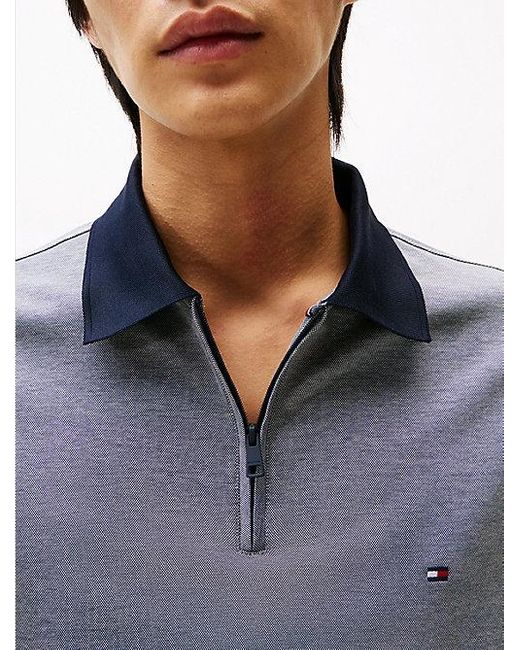 Tommy Hilfiger Regular Fit Poloshirt Met 1/4-Rits in het Gray voor heren