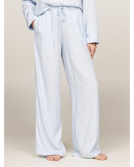 Tommy Hilfiger White Tonal Logo Jacquard Pyjama Bottoms