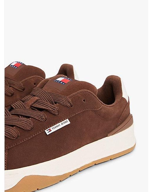 Tommy Hilfiger Suède Sneaker Met Getextureerde Tussenzool in het Brown voor heren