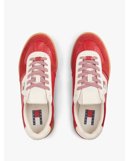 Tommy Hilfiger Red The Greenwich Leather Chunky Cupsole Trainers