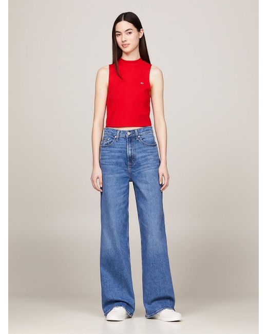 Tommy Hilfiger Blue Claire High Rise Wide Leg Faded Jeans