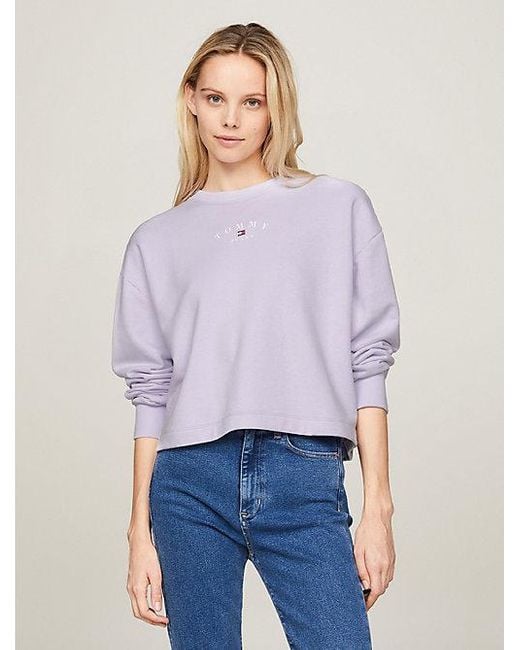 Tommy Hilfiger Essential Relaxed Sweatshirt Met Ronde Hals in het Purple