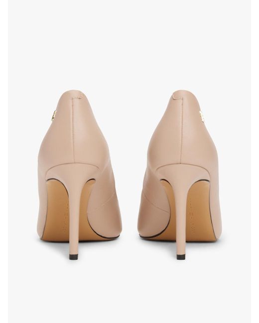 Tommy Hilfiger White Leather Th Monogram Pointed Toe Heels
