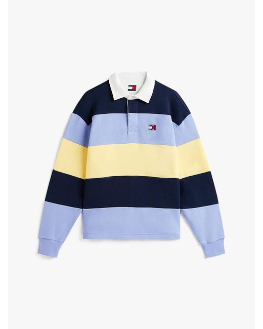 Tommy Hilfiger Blue S Striped Medium Weight Rugby Polo With Embroidered Logo for men