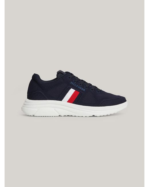 Tommy Hilfiger Blue Signature Tape Knit Runner Trainers for men