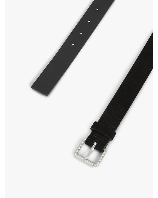 Tommy Hilfiger Black Metal Logo Suede Belt