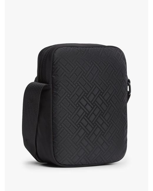 Tommy Hilfiger Black Flag Jacquard Crossbody Reporter Bag for men