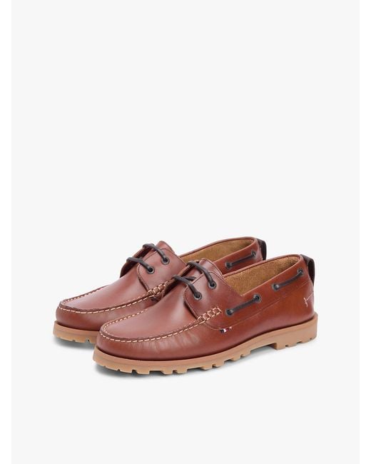 Tommy Hilfiger Pink Leather Cleat Lightweight Boat Shoes for men