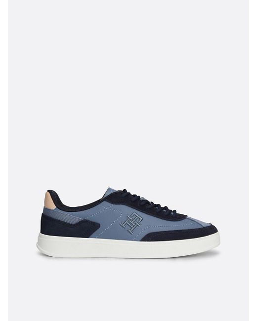 Tommy Hilfiger Blue Heritage Suede Court Trainers