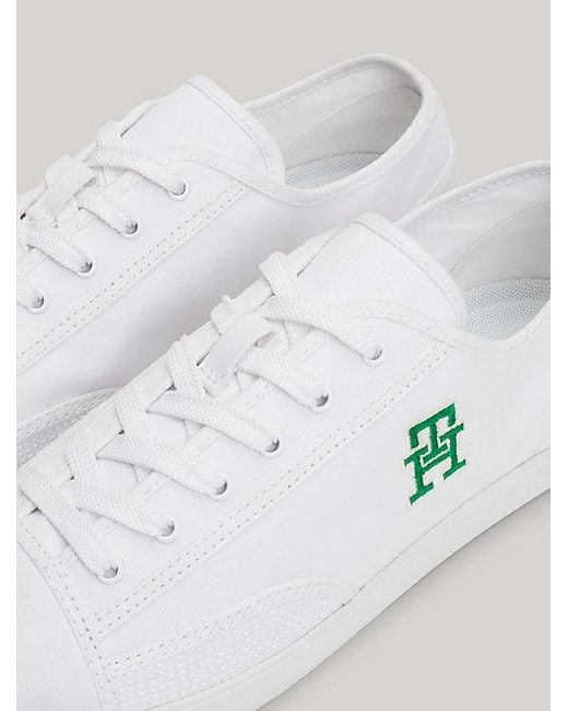 Tommy Hilfiger Th Comfort Canvas Sneaker Met Monogram in het White