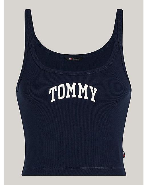 Camiseta de tirantes de corte cropped Tommy Hilfiger de color Blue