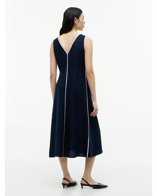 Tommy Hilfiger Blue Tone Button Linen Blend Maxi Dress