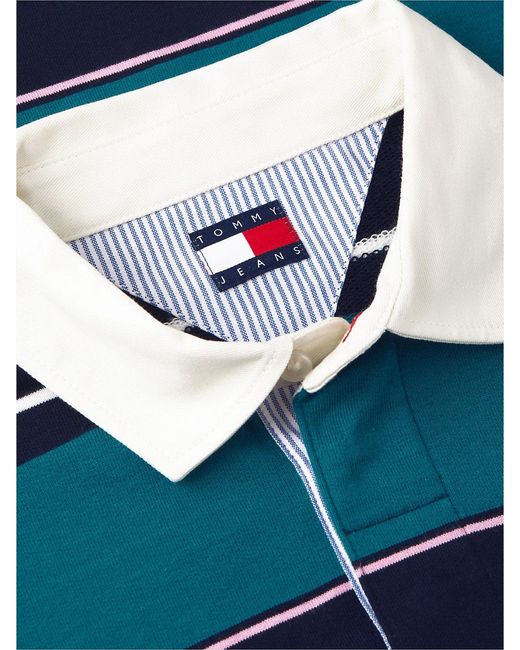 Tommy Hilfiger Blue Relaxed Fit Mixed Stripe Rugby Shirt for men